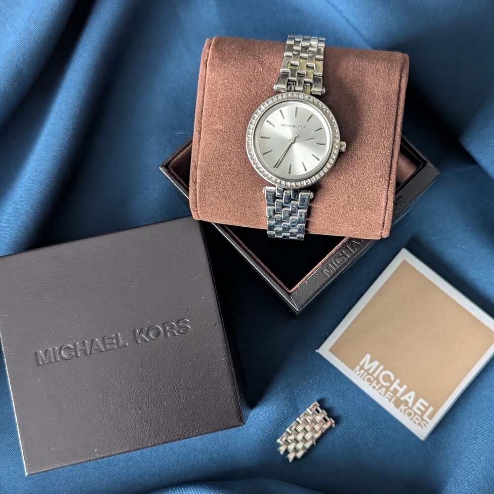 Michael Kors Silver Tone Crystal-Accent Women's Watch